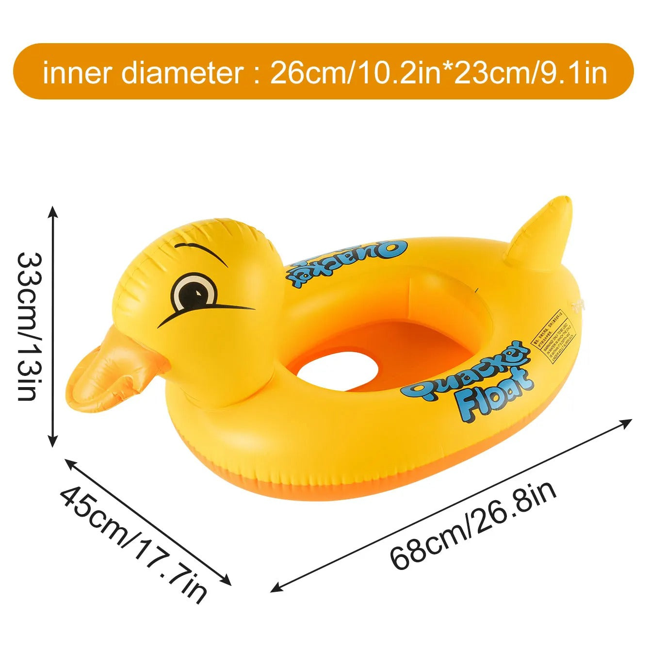 1PC Duck-shaped Thickened Inflatable Underarm Float with Seat Ring, Summer Pool & Beach Float for Kids, Perfect for Water Play